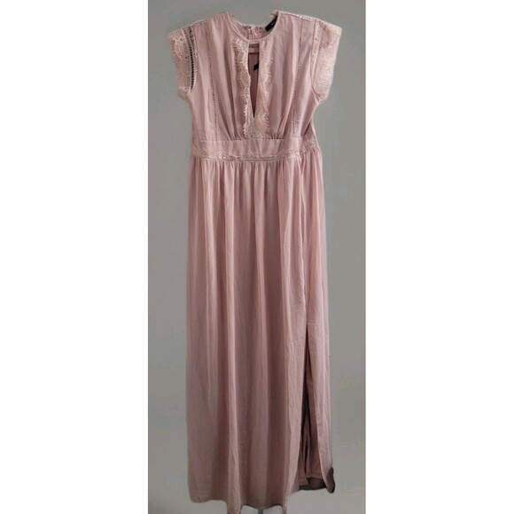 TFNC London Sz 8 US Maternity Bridesmaids Chiffon Finley Maxi Dress Lace Wedding - Picture 2 of 16